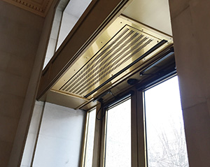 Vestibule exception air curtain above ceiling